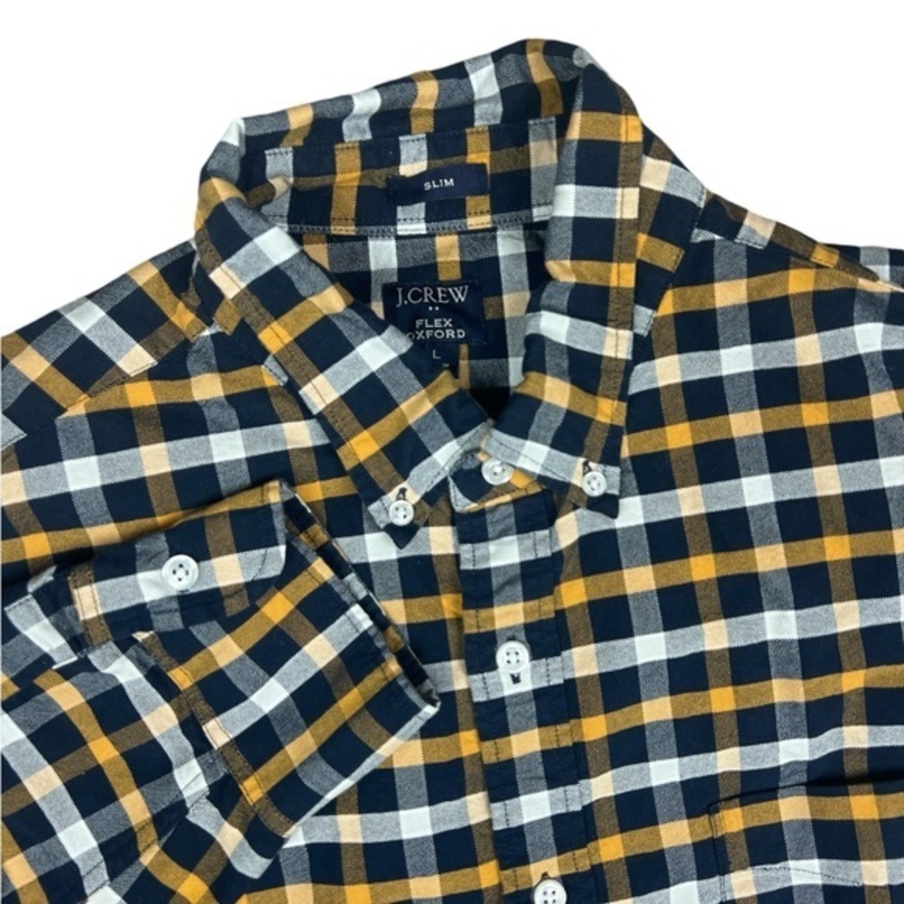J Crew Shirt Mens Large Button Up flannel Flex Oxford Slim Multicolor Preppy